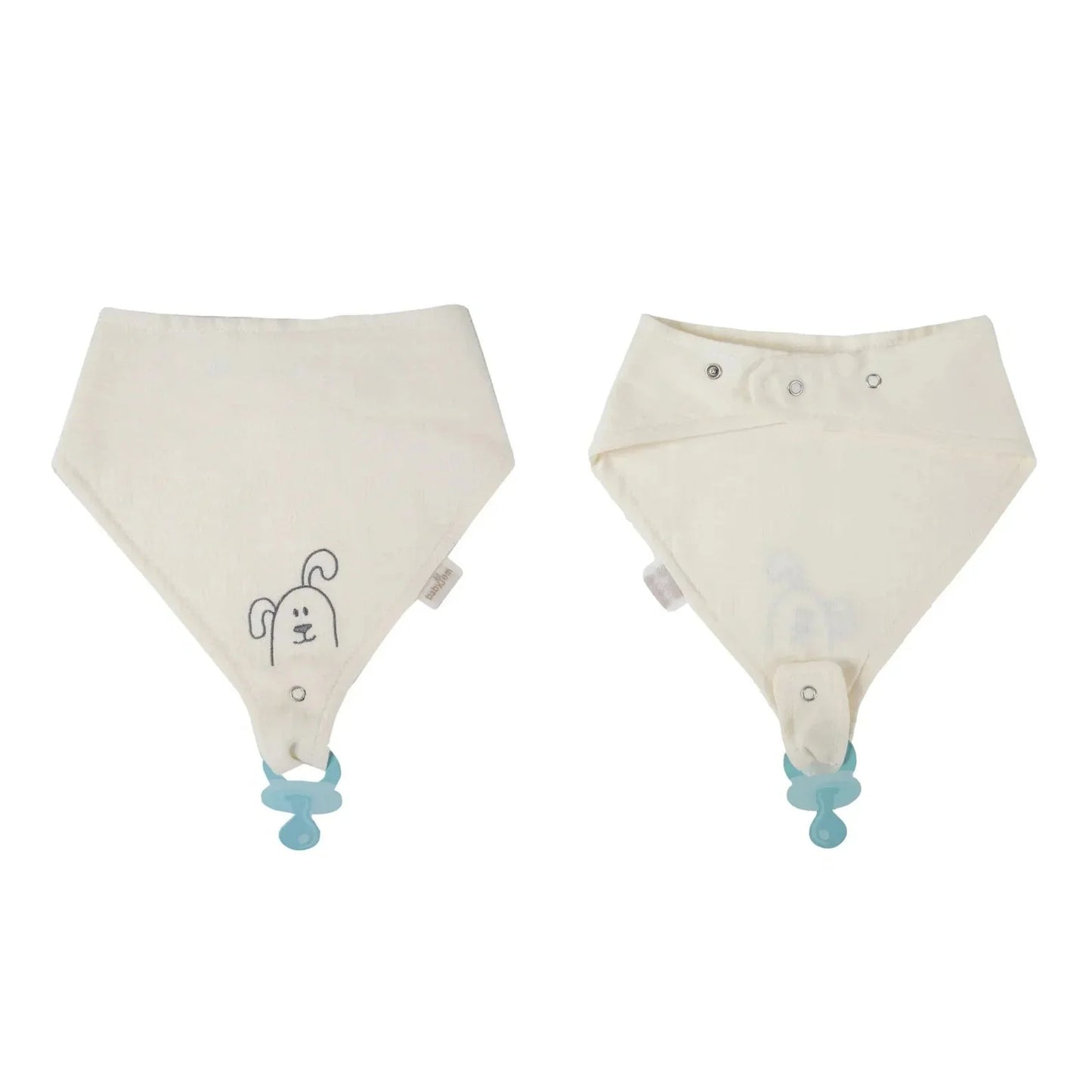 Babyjem Ecru Muslin Bib With Pacifier Hanger, Soft Baby Feeding Bib