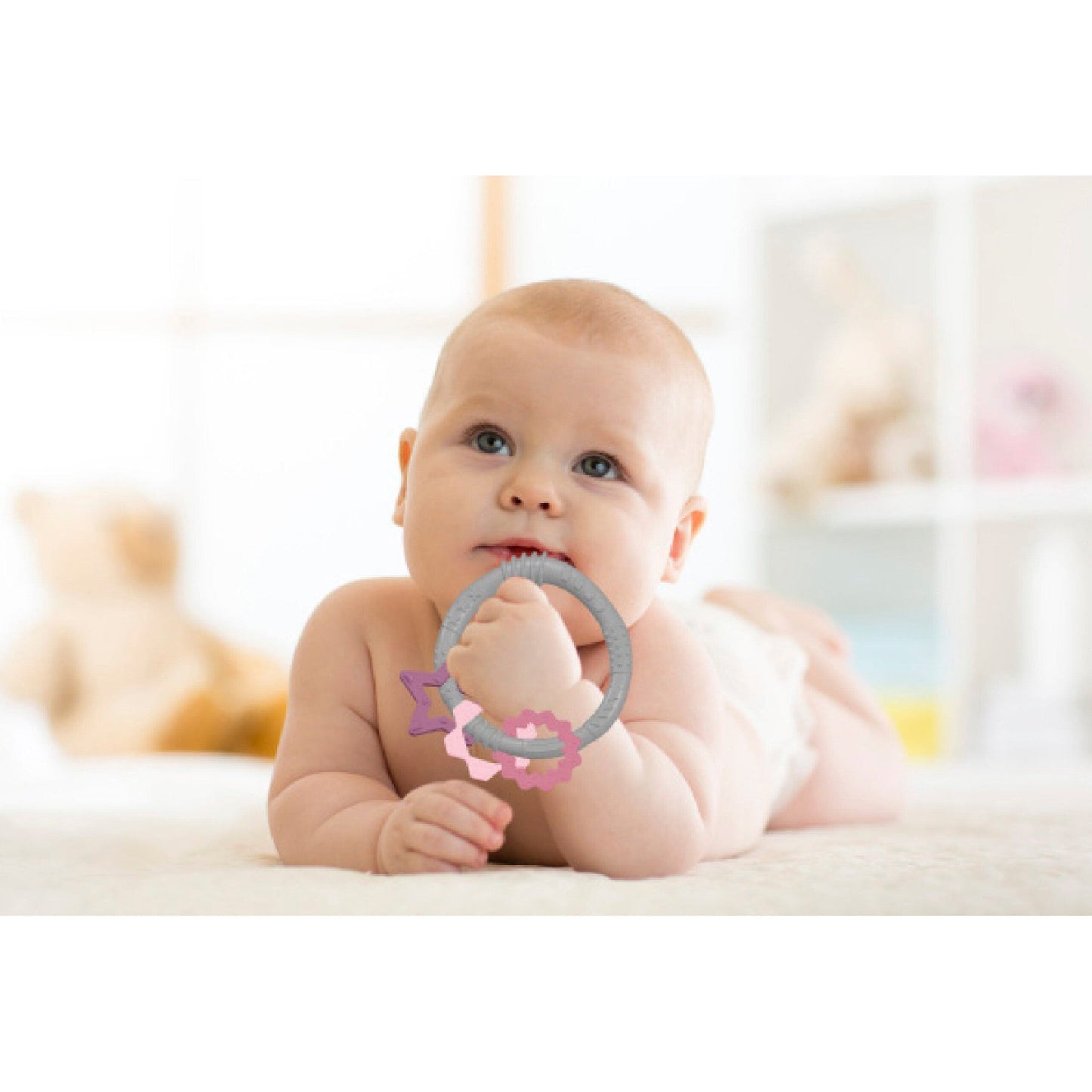 Baby Jem Silicon Ring Teether Pink Safe Relief