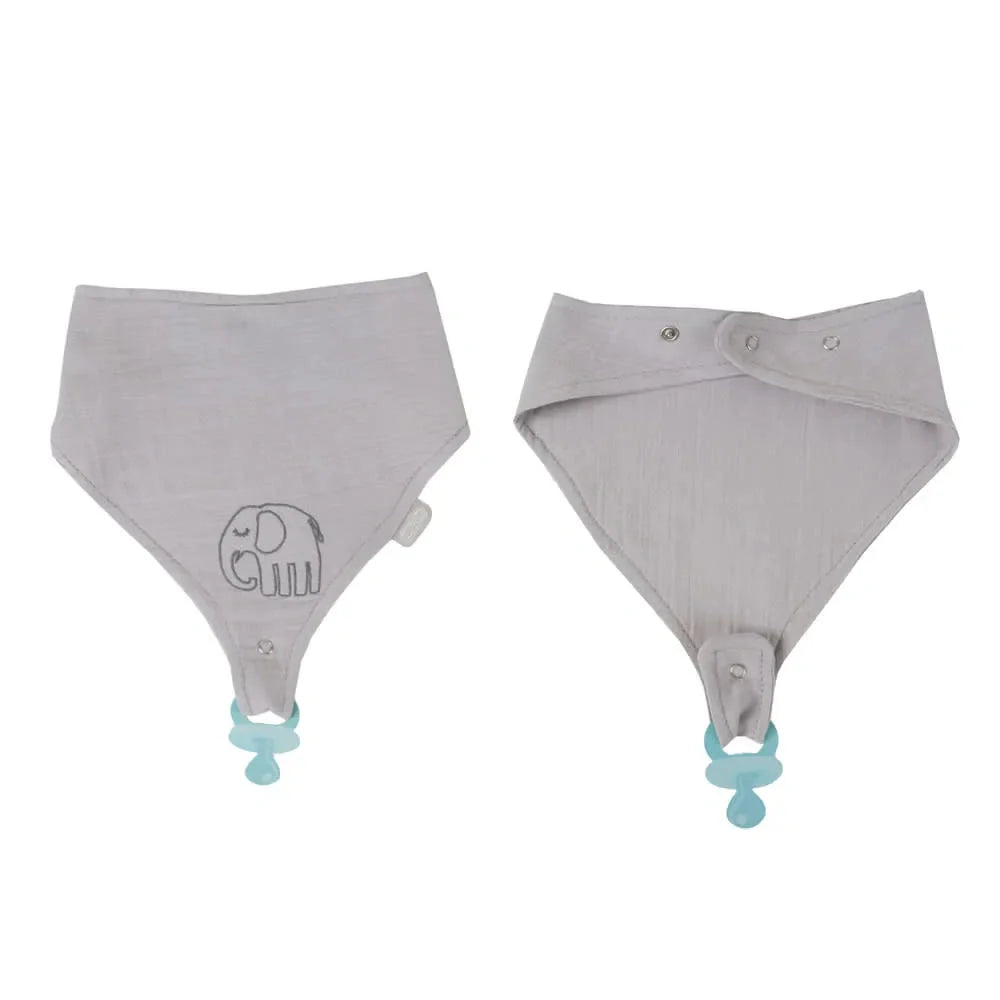 Babyjem Grey Muslin Bib With Pacifier Hanger