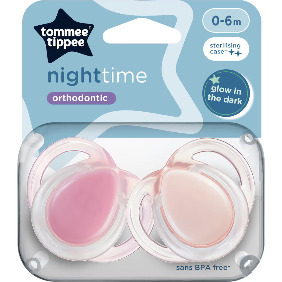 Tommee Tippee - Night Glow In The Dark Soothers - 0-6m - 2pcs
