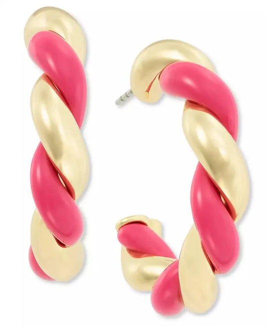 On 34th Women's Pink & Gold-Tone Swirl Medium Hoop Earrings | On 34th In Lebanon
