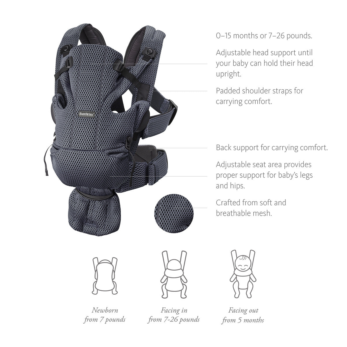 Babybjorn - Baby Carrier Move - 3D Mesh - Grey
