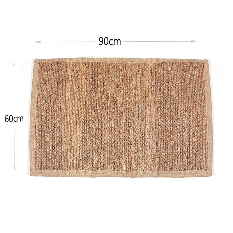 90 CM X 60 CM Handmade Rectangular Natural Fibers Jute Rug with Nest Cloth Ends Braided Reversible Rugs for Bedroom Living Room Indoor and Outdoor - Medaid International