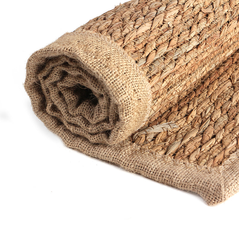 90 CM X 60 CM Handmade Rectangular Natural Fibers Jute Rug with Nest Cloth Ends Braided Reversible Rugs for Bedroom Living Room Indoor and Outdoor - Medaid International