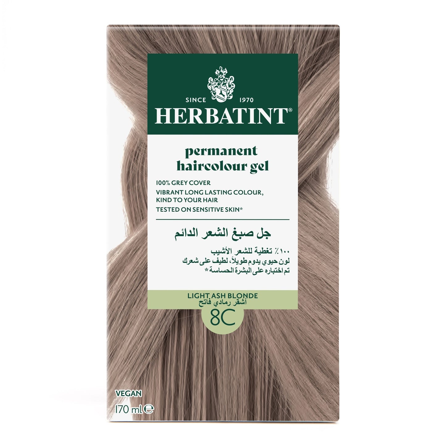 Herbatint, Permanent Haircolor Gel, 8C, Light Ash Blonde 150ML