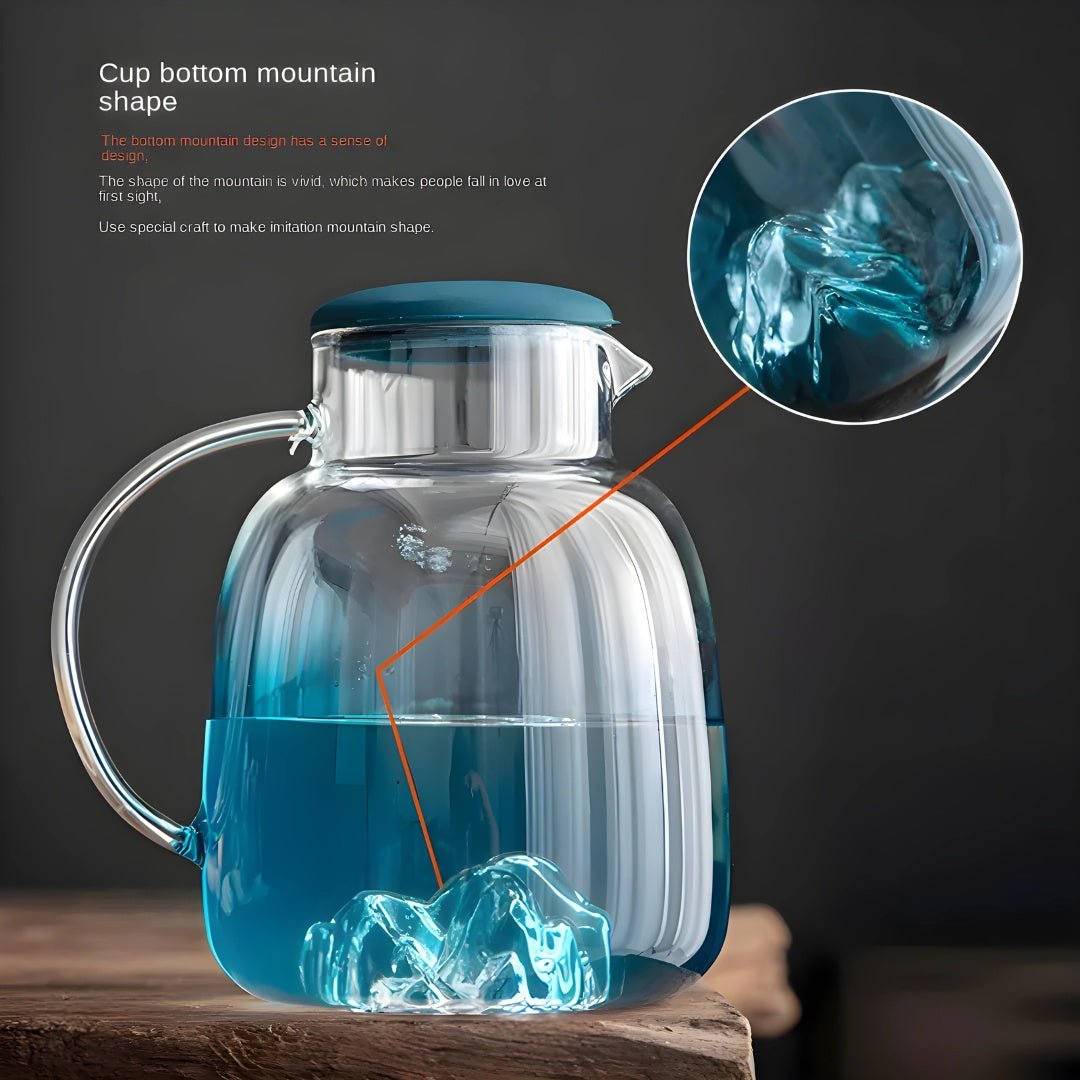 Nordic Glass Pitcher Set with Mountain Design