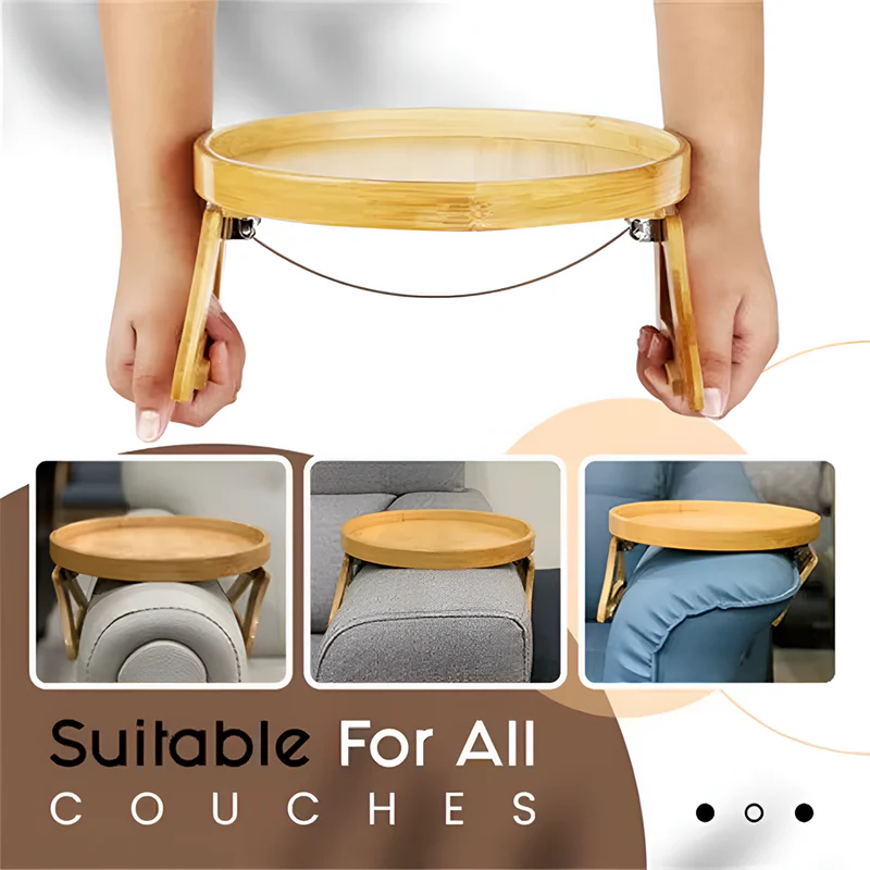 Round Bamboo Sofa Arm Tray - Medaid International