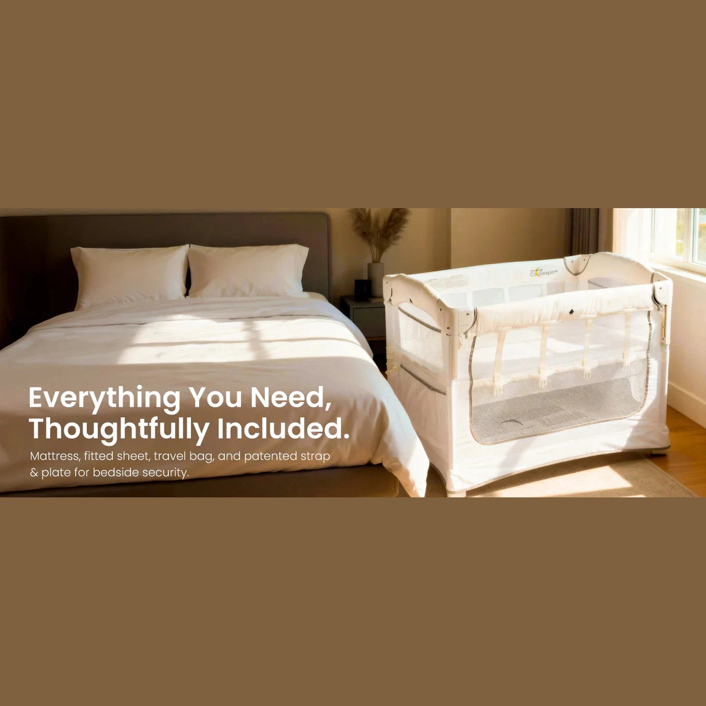 Miila - 3in1 Magic Fold Baby Playpen & Bassinet - Portable - One Hand Fold - Breathable Mesh - Beige