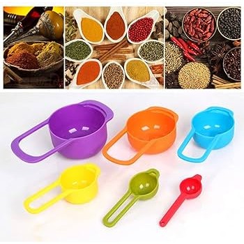 Measuring Spoon Set, 6 Pcs - Durable, Multi-colored Plastic