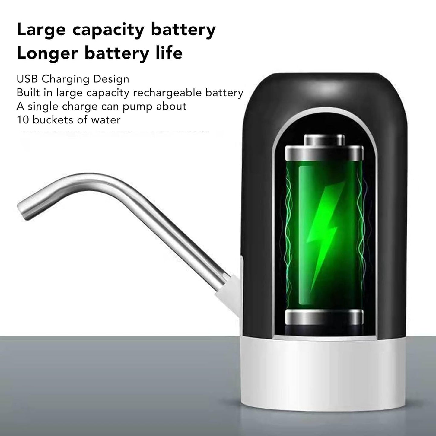 4W 1200mAh DC-3.7V Water Pump Dispenser With 304 Stainless Steel Hose MX-801 (L16 x W6.5 x H13)cm