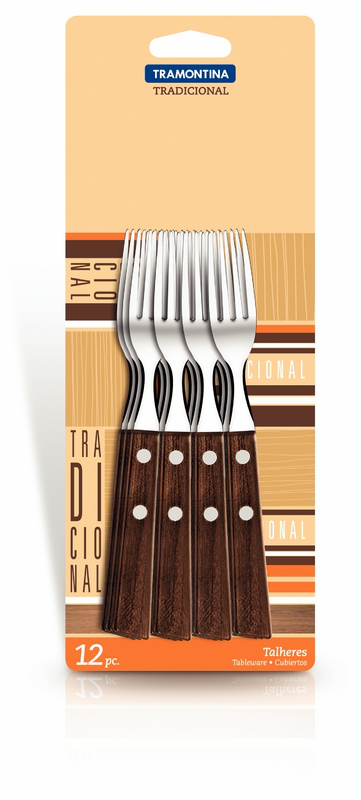 Tramontina traditional wood dessert fork set of 12