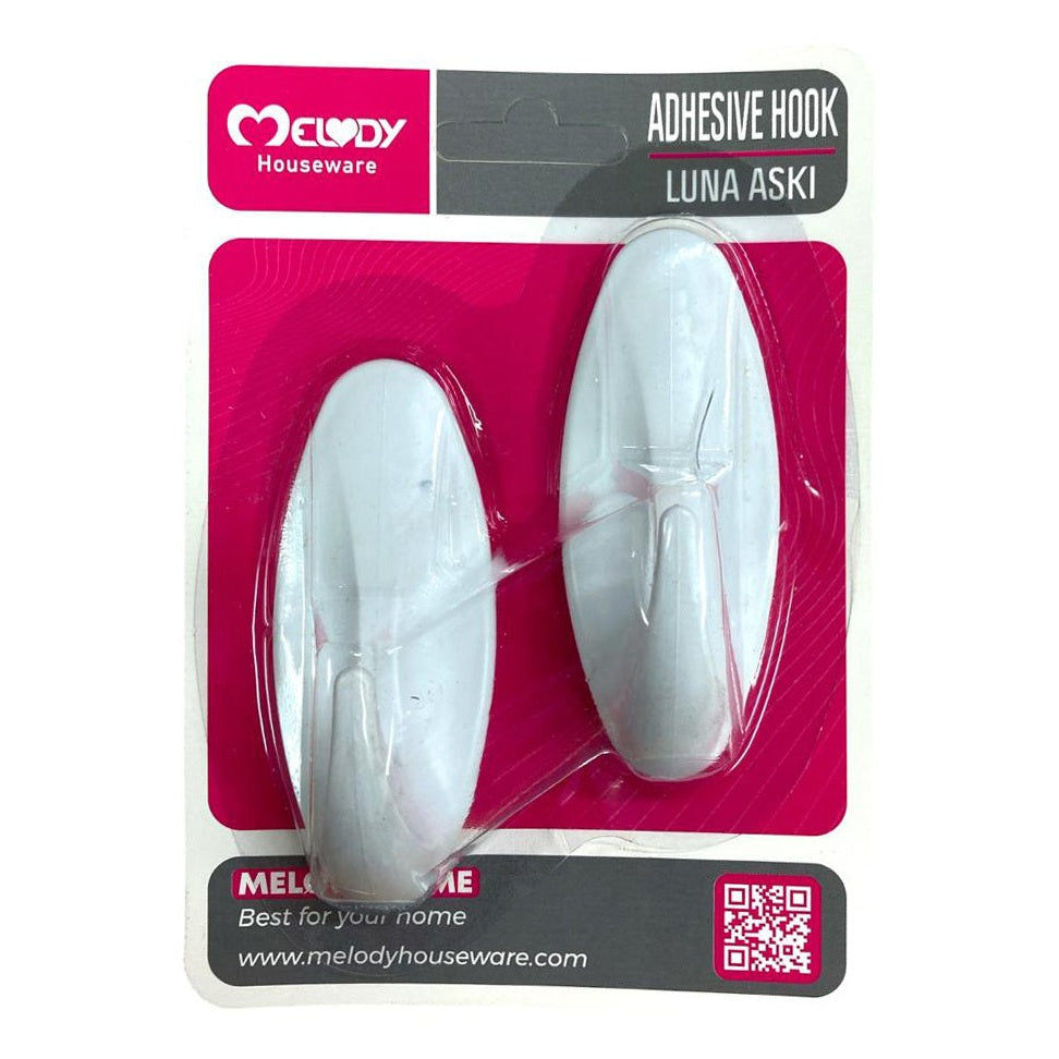 Plastic Adhesive Oval Hook X2