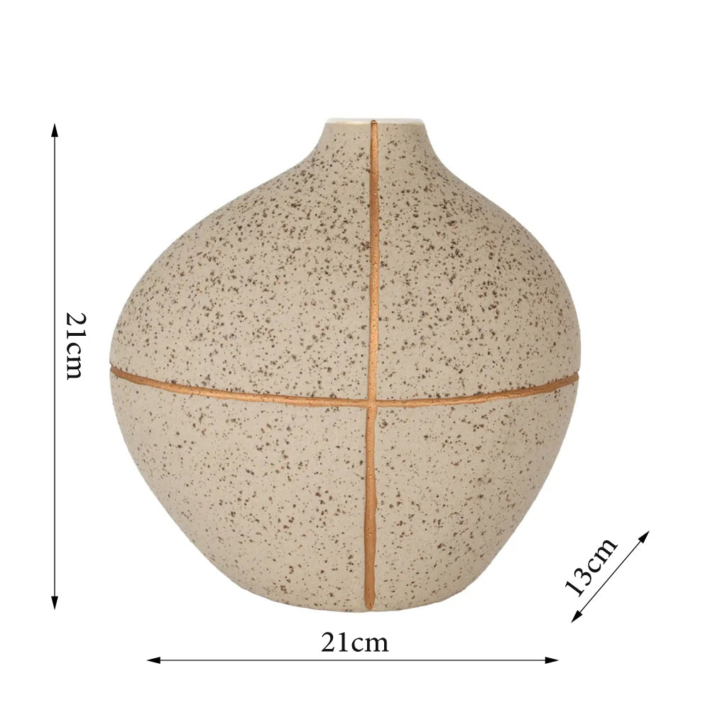 Danny Home Decorative ceramic vase 21.5cm – Beige and Gold