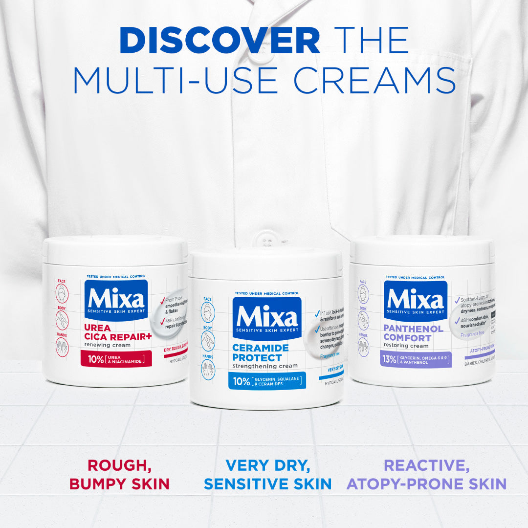 Mixa Urea Cica Repair Cream Jar - For Keratosis Pilaris, Dry Rough Fragile Skin & Tiny Reddish Bumps - For Face, Hands & Body - 400 ml