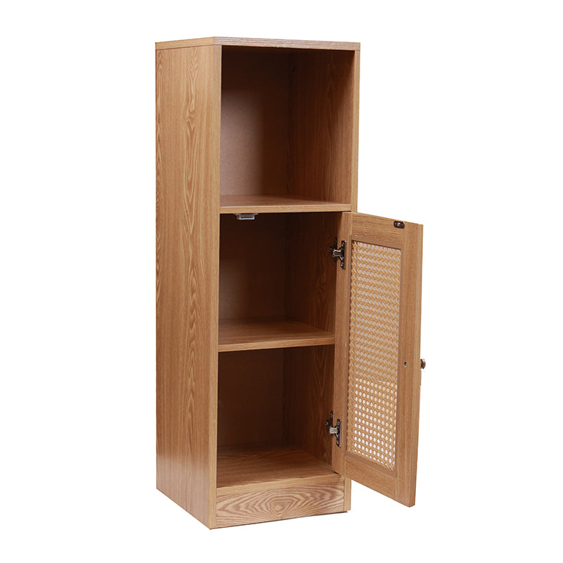 3 Tier Waterproof Wooden and Rattan Storage Cabinet Organizer Slim Design Freestanding Floor Cabinet for Bathroom Bedroom Living Room Kitchen - Medaid International