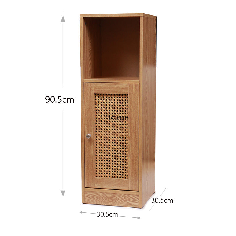 3 Tier Waterproof Wooden and Rattan Storage Cabinet Organizer Slim Design Freestanding Floor Cabinet for Bathroom Bedroom Living Room Kitchen - Medaid International