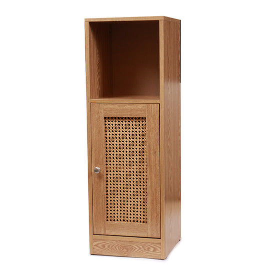 3 Tier Waterproof Wooden and Rattan Storage Cabinet Organizer Slim Design Freestanding Floor Cabinet for Bathroom Bedroom Living Room Kitchen - Medaid International