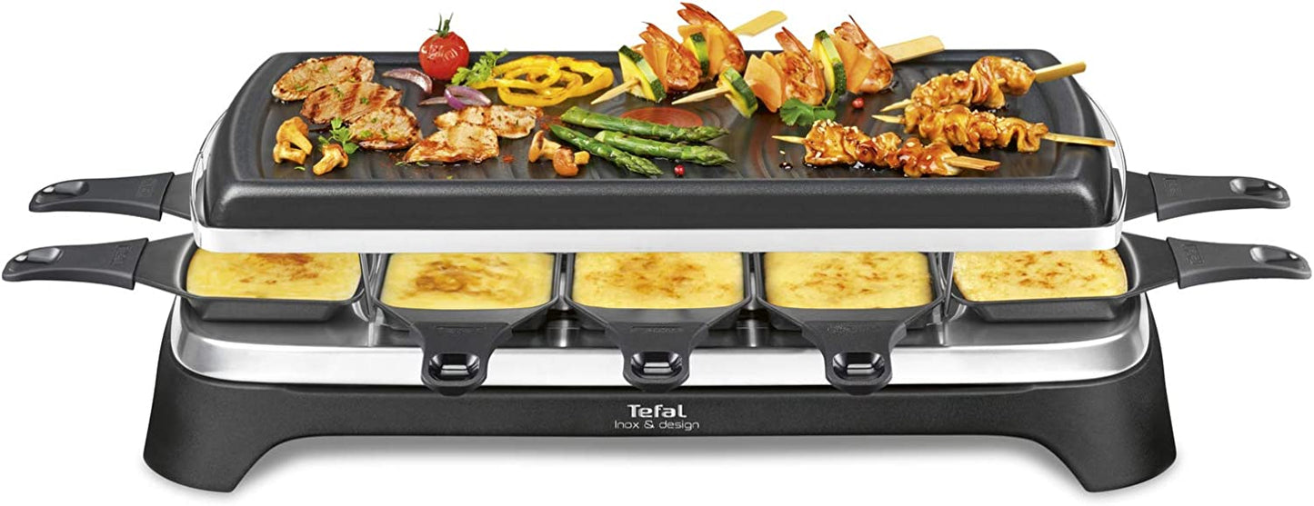 Tefal Raclette Pierrade 3 in 1 Stainless Steel 1350W 10 People RE45A812