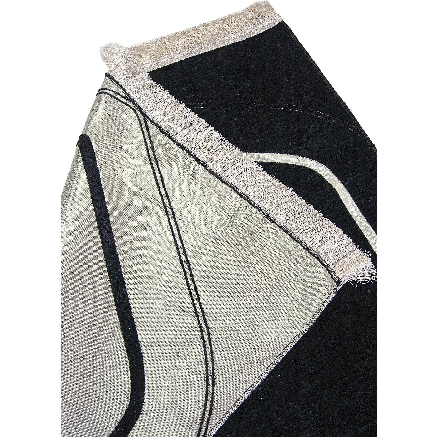 ihvan online, Muslim Prayer Rug for Couples, Praying Mat Set for Women & Men, Heart Patterned, Soft, Prayer Beads, Islamic Gifts for Ramadan Eid Valentines Day, Two Pieces, White-Black - Medaid International