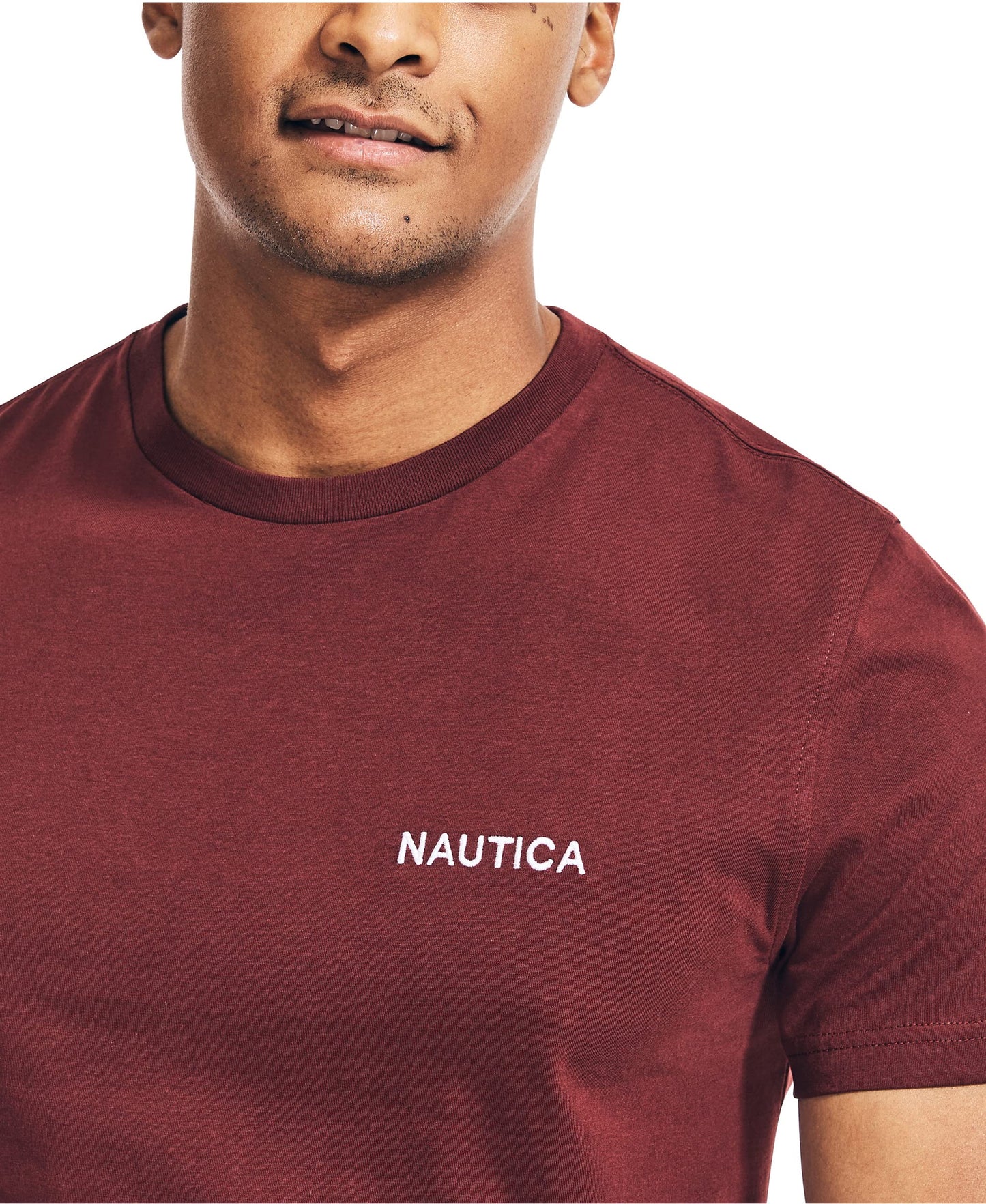Nautica Men's Short Sleeve Solid Crew Neck T-Shirt, Royal Burgundy, X-Large - Medaid International