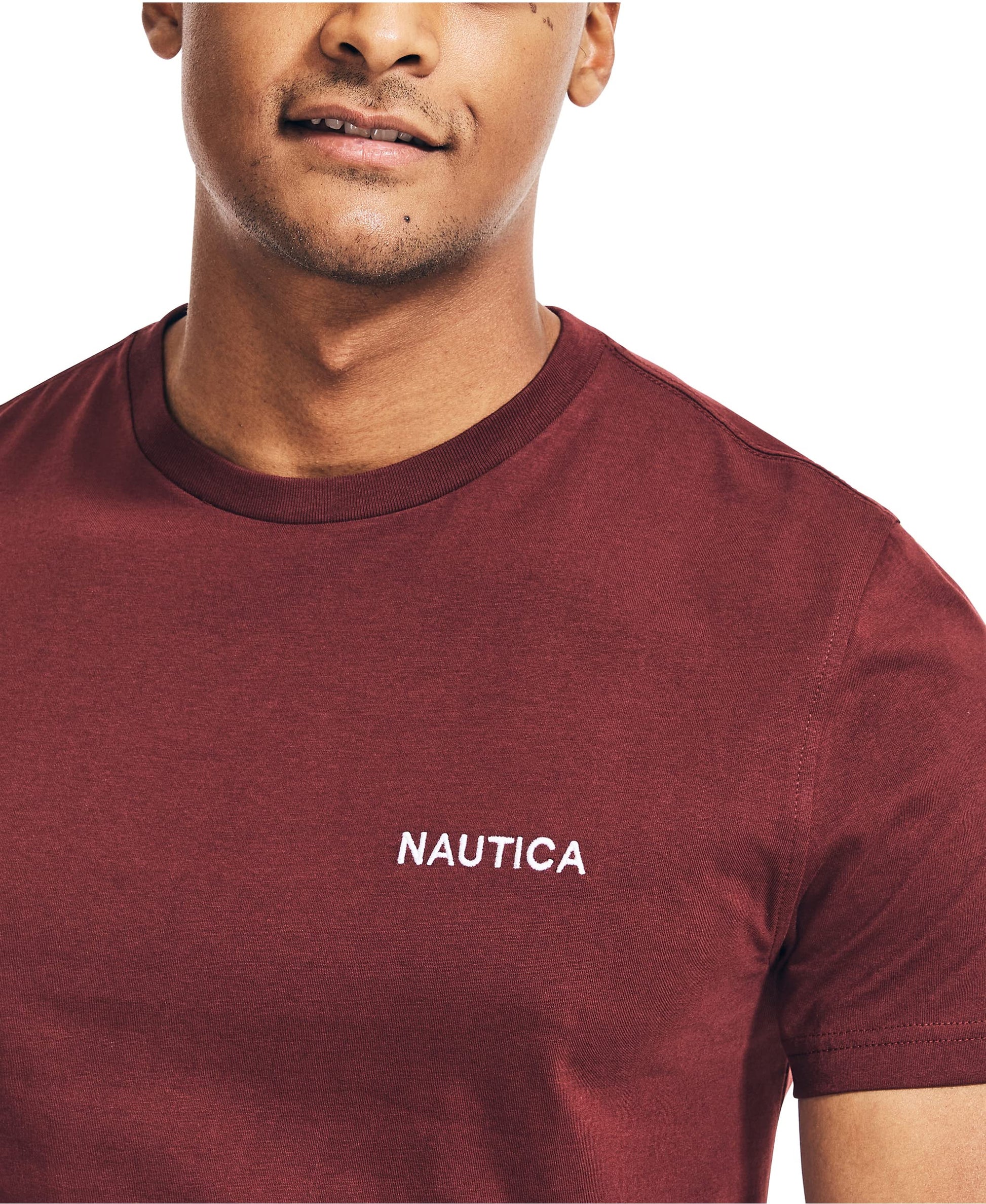 Nautica Men's Short Sleeve Solid Crew Neck T-Shirt, Royal Burgundy, X-Large - Medaid International