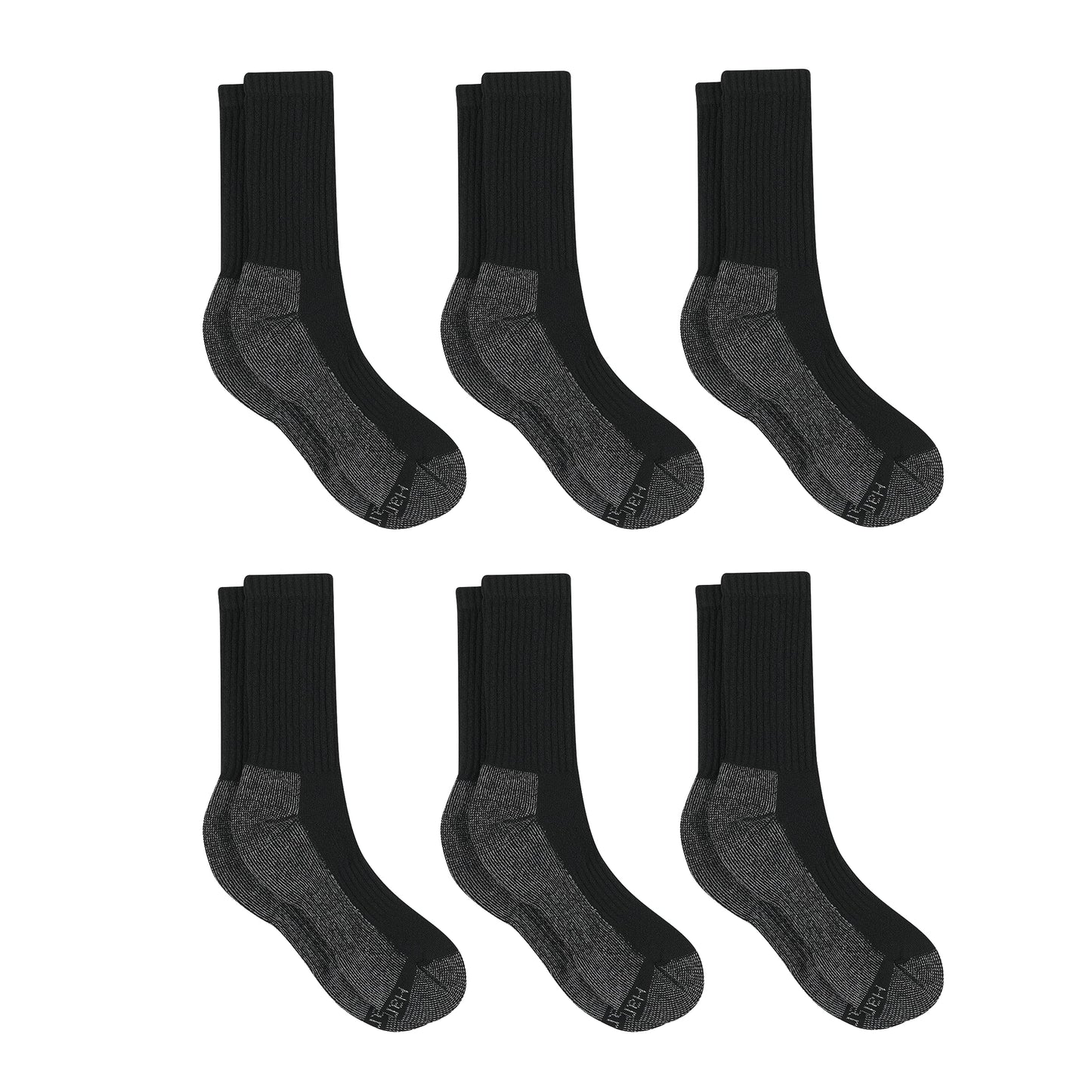 Hanes mens Crew Socks, 6-pair Pack Work Sock, Black, 6 12 US - Medaid International