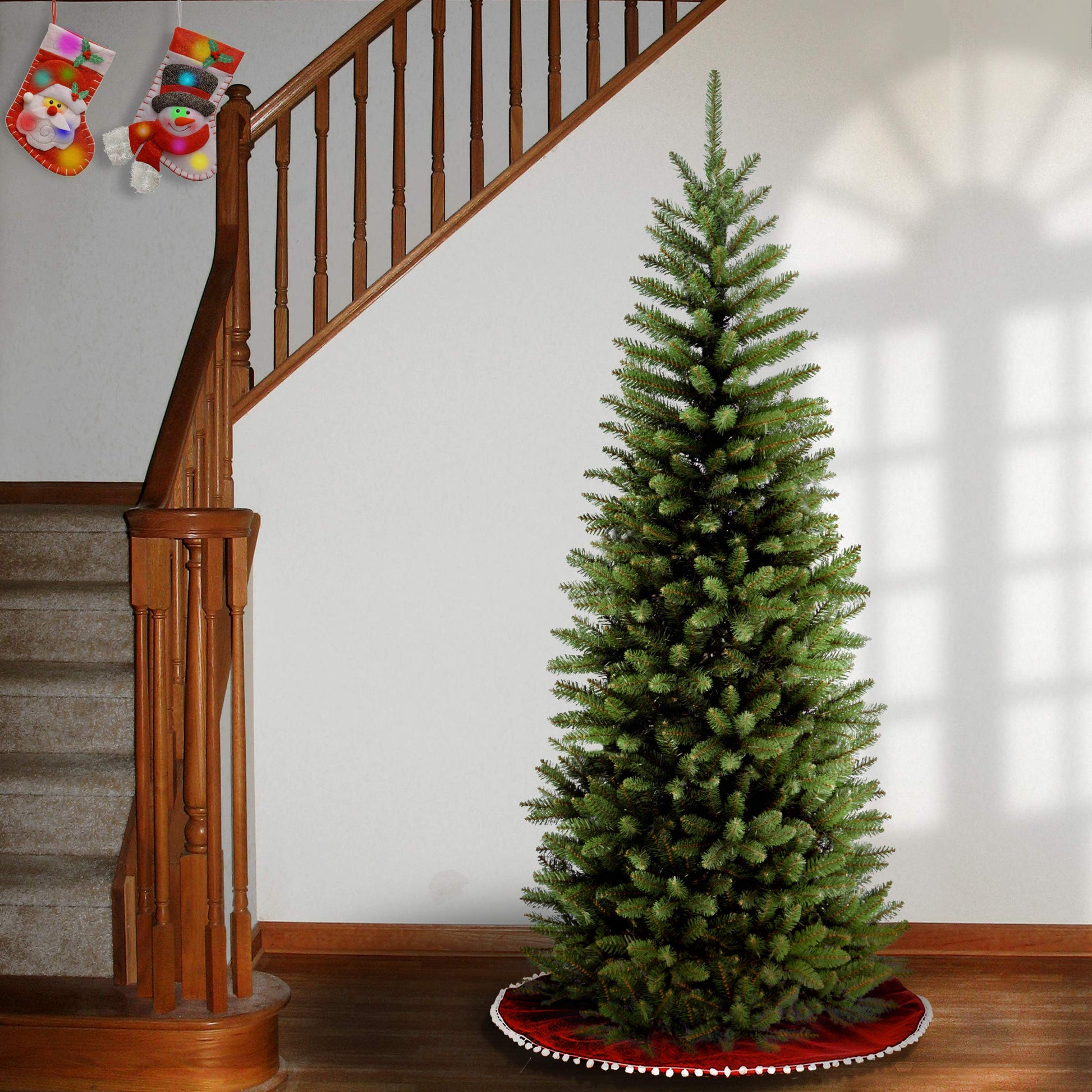 National Tree Company 6 ft Unlit Kingswood Fir Slim Artificial Christmas Tree, 629 Tips, Includes Stand, Green - Medaid International