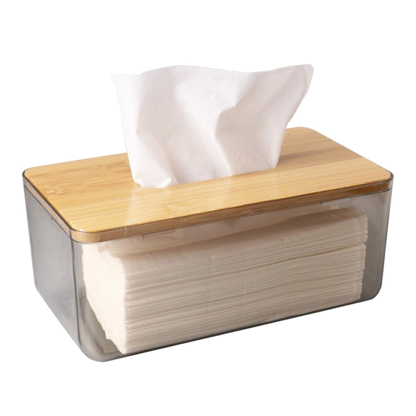 Acrylic Tissue Box with Bamboo Cover