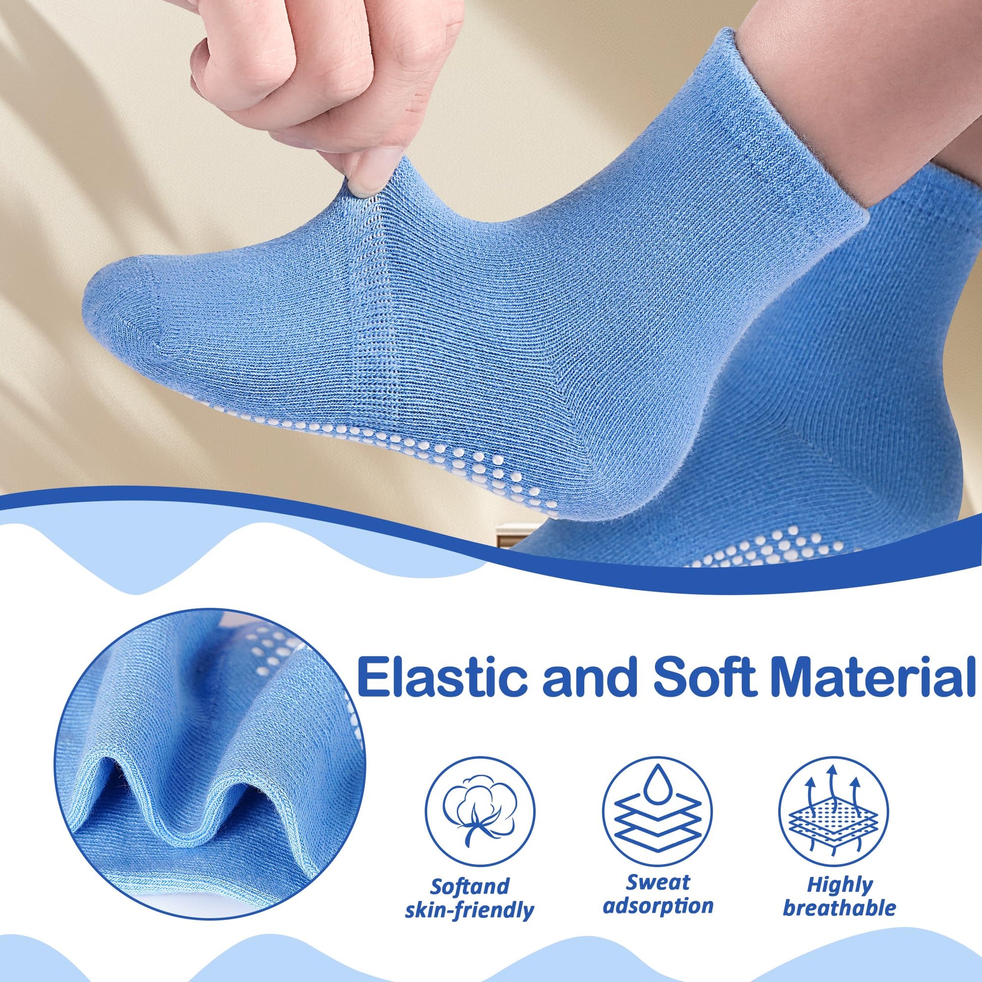 Tphon Toddler Socks, Baby Non Slip Socks for Boys Girls 12 Pairs Kids Infants Children Sock 1-3 Years - Medaid International