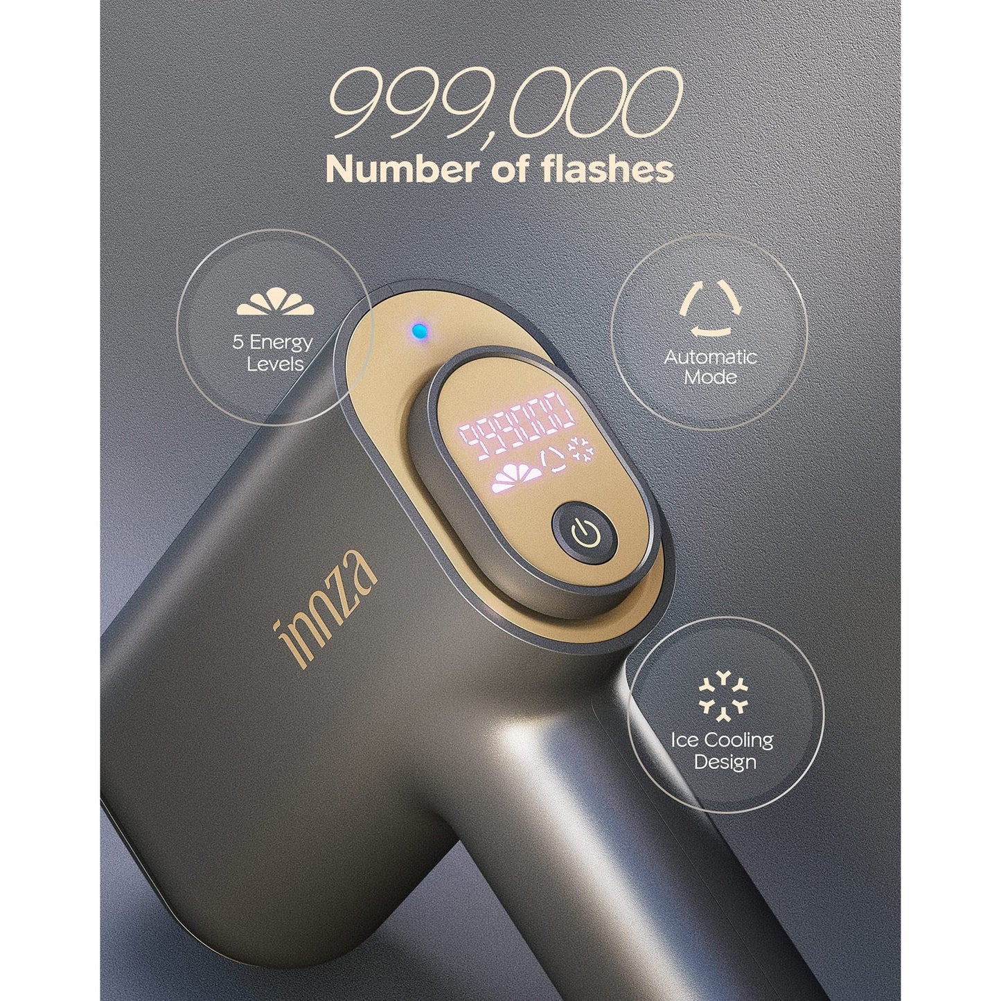 INNZA Laser Hair Removal Device with Sapphire Ice Cooling Function,Upgraded 999999 Flashes IPL Hair Removal Permanent for Women and Men,Depiladora Laser for Facial,Body, Bikini Line,Corded - Medaid International