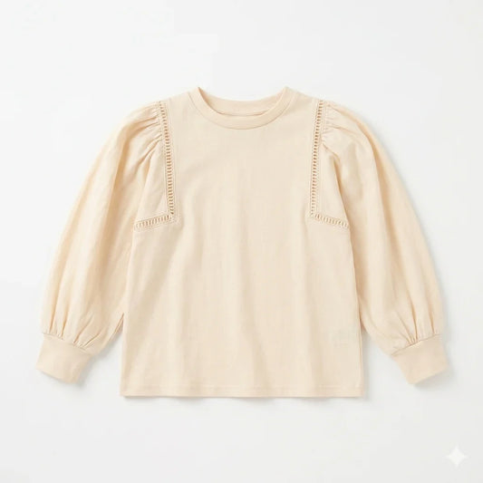 Zara Girl's Off White Lace Trim Puff Sleeves Blouse | Zara In Lebanon