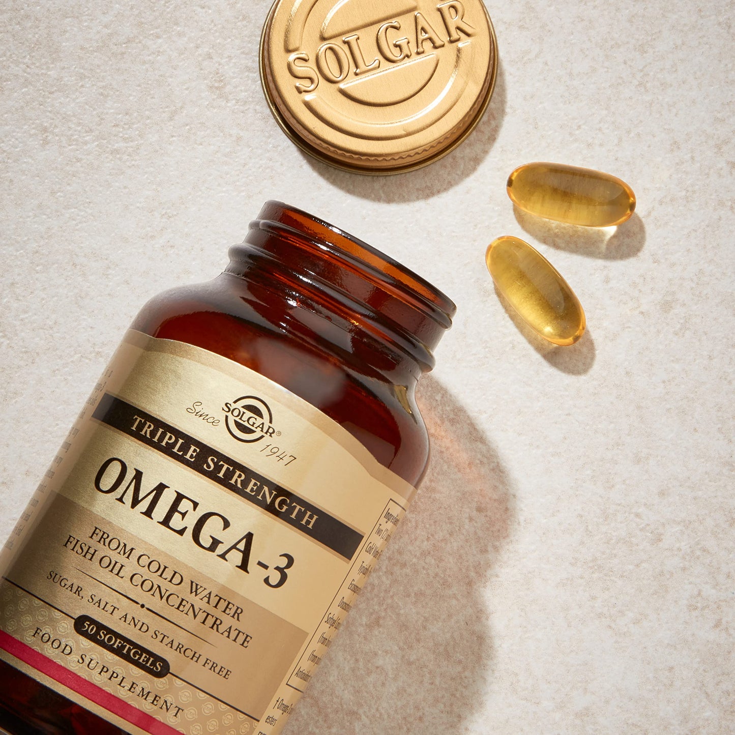 Solgar Triple Strength Omega-3 950 mg, 100 Softgels - Supports Cardiovascular, Joint & Skin Health - Heart Healthy Supplement - Essential Fatty Acids - Non GMO, Gluten Free, Dairy Free - 100 Count - Medaid International