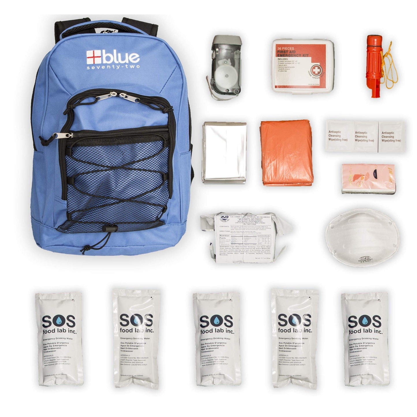Blue Coolers Blue Seventy-Two | 72 Hour Emergency Backpack Survival Kits for 1 Person | Survival Kit for Wildfires, Earthquakes, Tornado, Hurricane, and Other Emergencies…