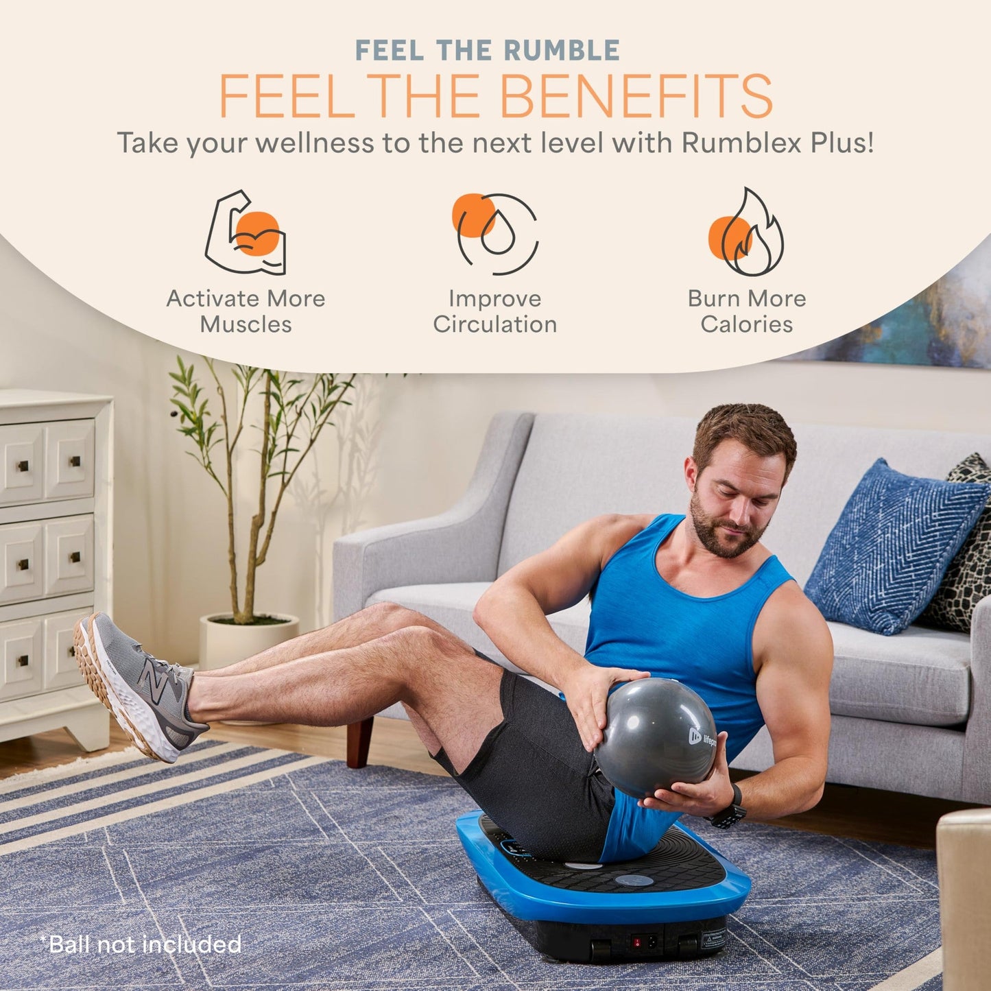 LifePro Rumblex Plus 4D Vibration Plate Exercise Machine - Triple Motor Oscillation, Linear, Pulsation + 3D/4D Motion Vibration Platform/Whole Body Vibration Machine for Weight Loss & Shaping. (Blue)