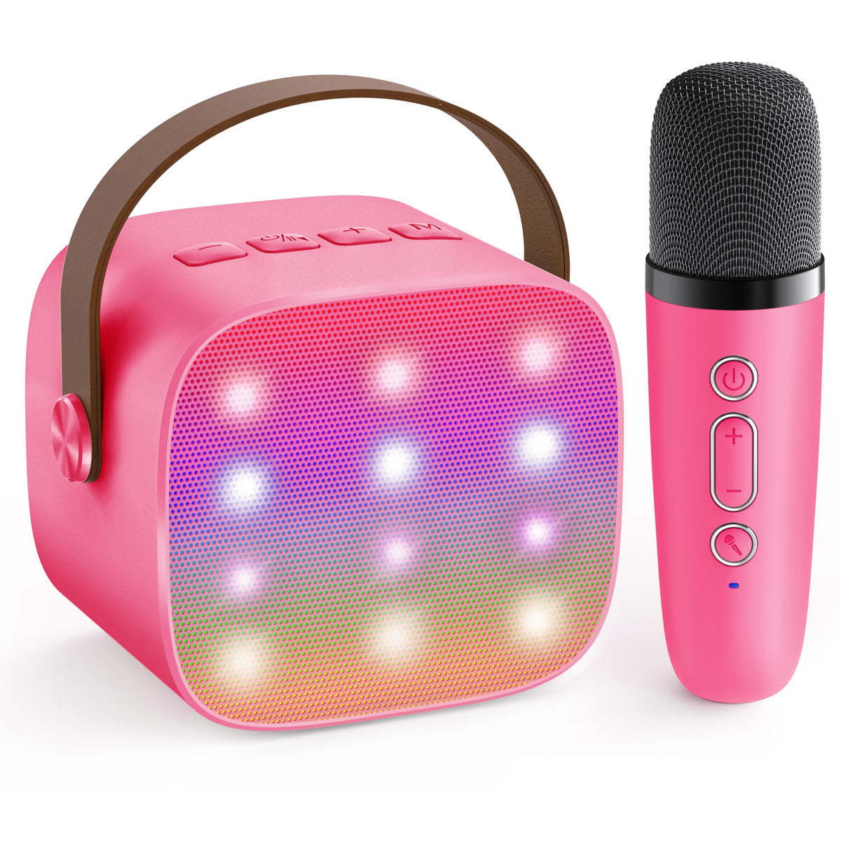 Karaoke Machine for Kids, Portable Bluetooth Speaker with 2 Wireless Microphones,18 Pre-Loaded Songs, Birthday for 3 4 5 6 7 8 + Year Old Boys Toys - MULTICOLOR