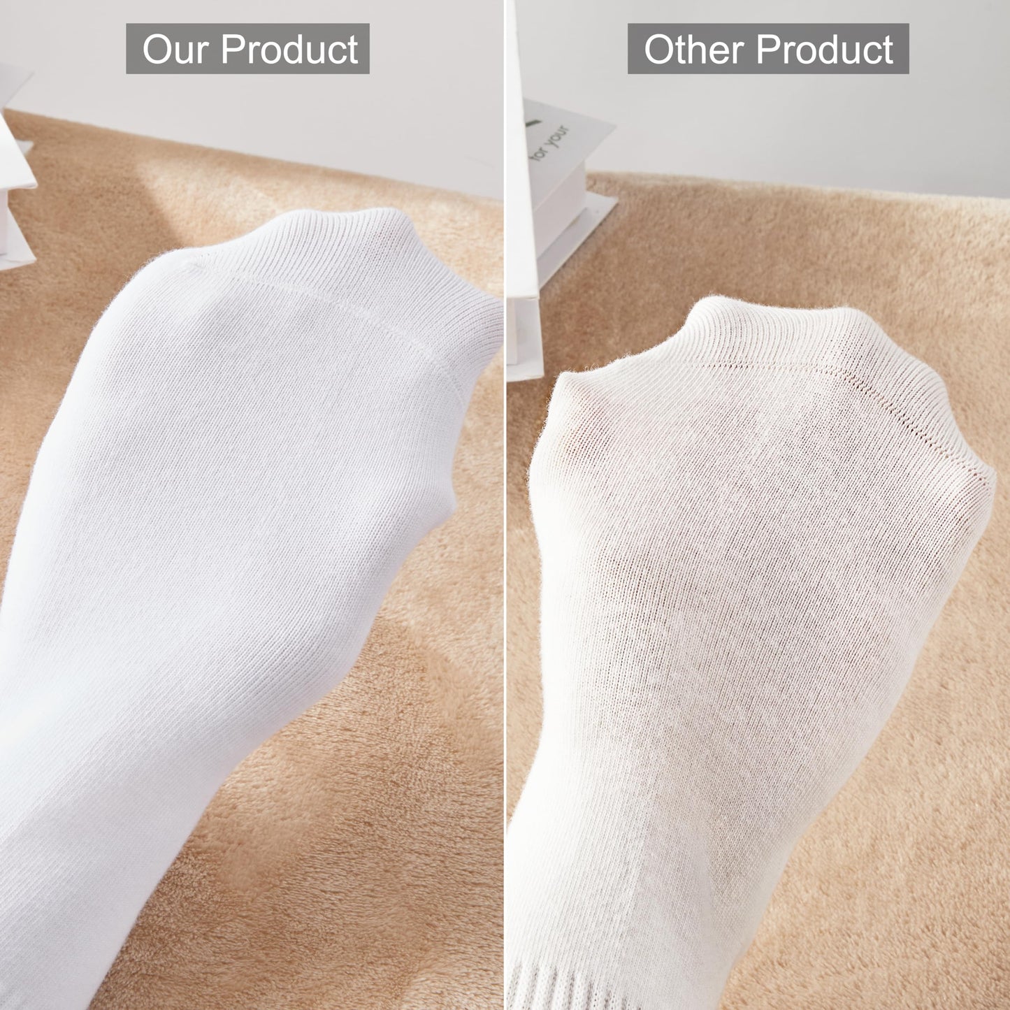 COZYOFFI White Socks for Women Crew: Mid High Length for Boots, Sneakers, Loafer - Medaid International