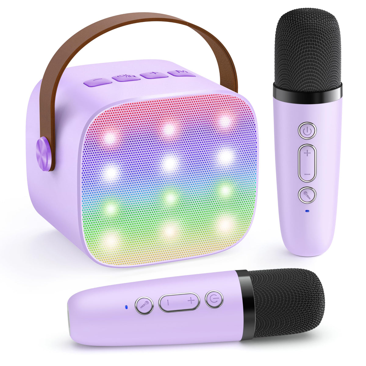 Karaoke Machine for Kids, Portable Bluetooth Speaker with 2 Wireless Microphones,18 Pre-Loaded Songs, Birthday for 3 4 5 6 7 8 + Year Old Boys Toys - MULTICOLOR