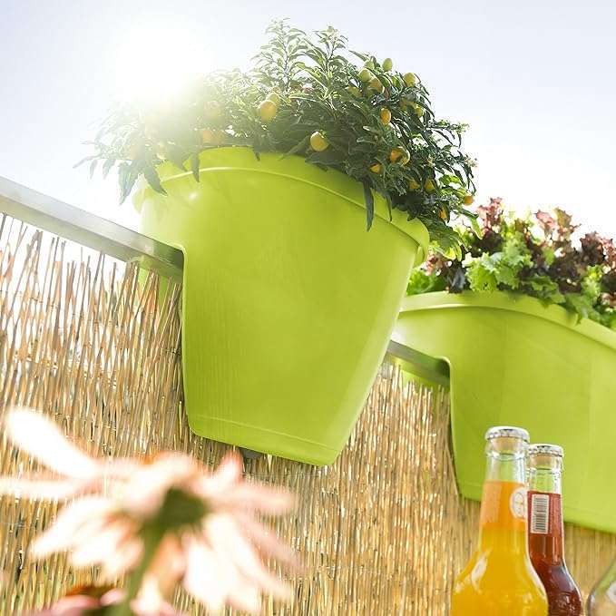 Emsa Railing Pot for the Balcony – self-watering system – Pink -515659