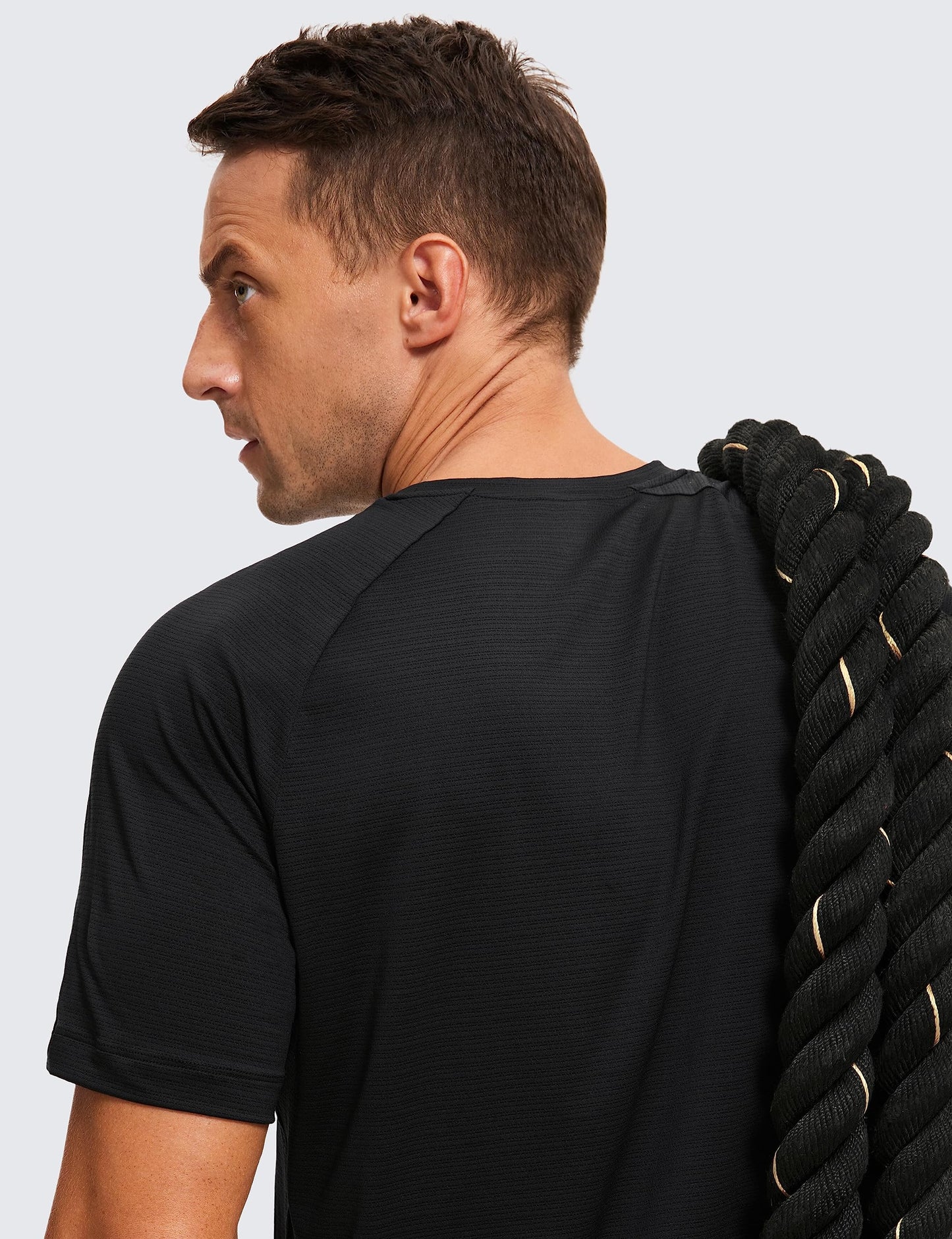 CRZ YOGA Mens Lightweight Athletic T-Shirts Moisture Wicking Running Workout Shirt Short Sleeve Gym Tops Black X-Large - Medaid International