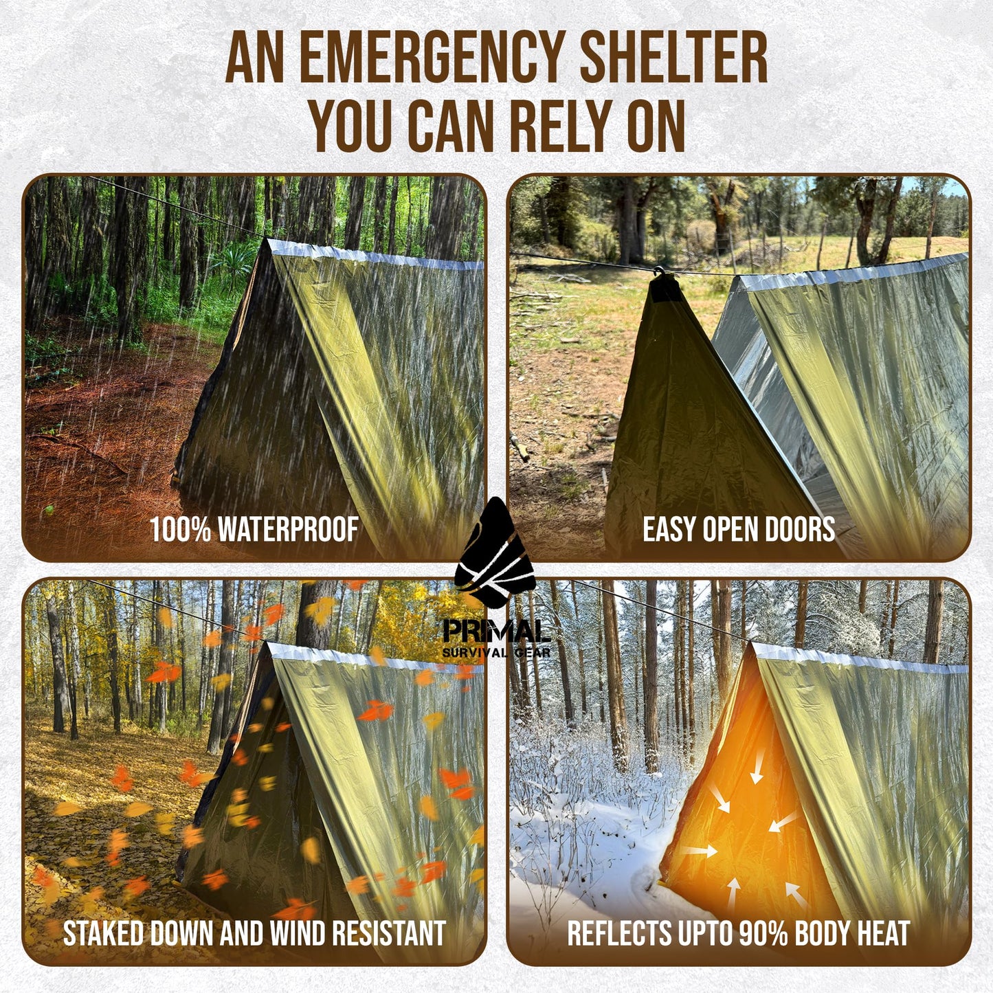 Survival Gear Shelter for Bug Out Bag - Storm Tent with Doors - Tornado Shelter - Small Emergency Bivy for Camping - Tactical Tent for Emergency Bugout Survival Kit