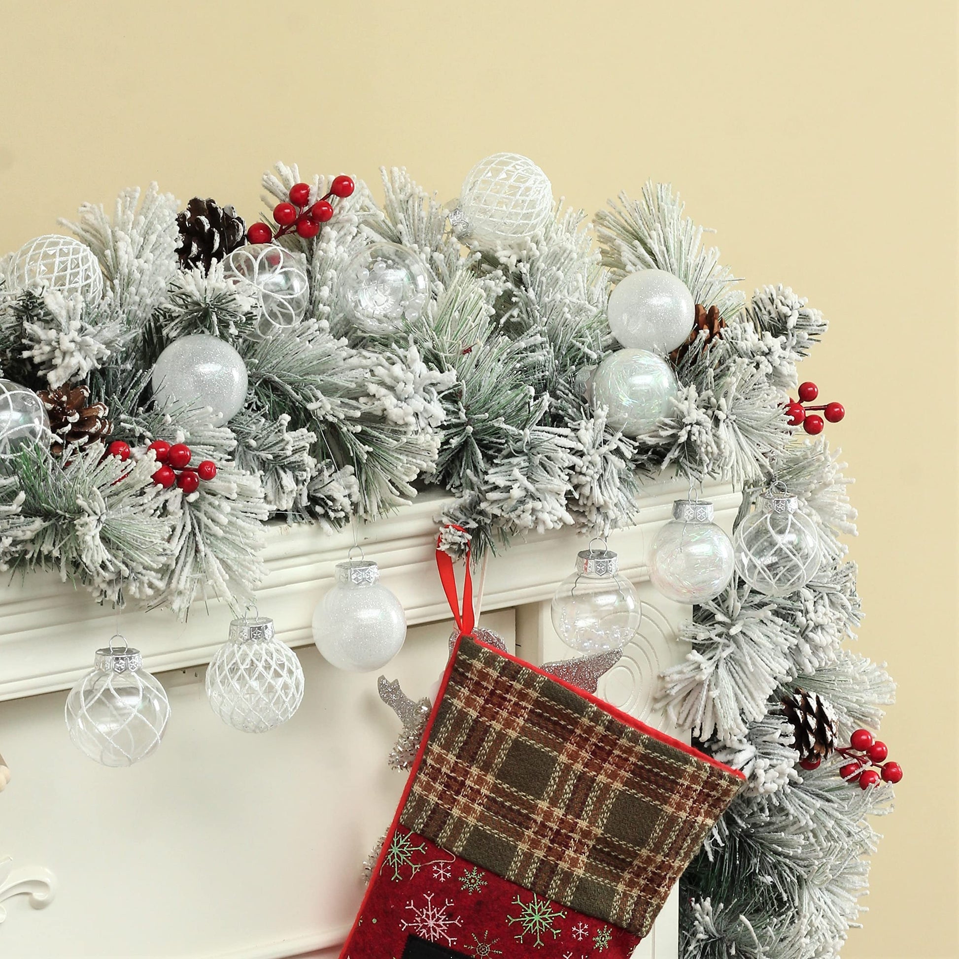 Clear Christmas Ball Ornaments, 30ct 2.36 Inch White Christmas Ornaments Balls for Christmas Tree with Delicate Stuff Shatterproof Hanging Xmas Tree Baubles Decorations for Wedding Christmas - Medaid International