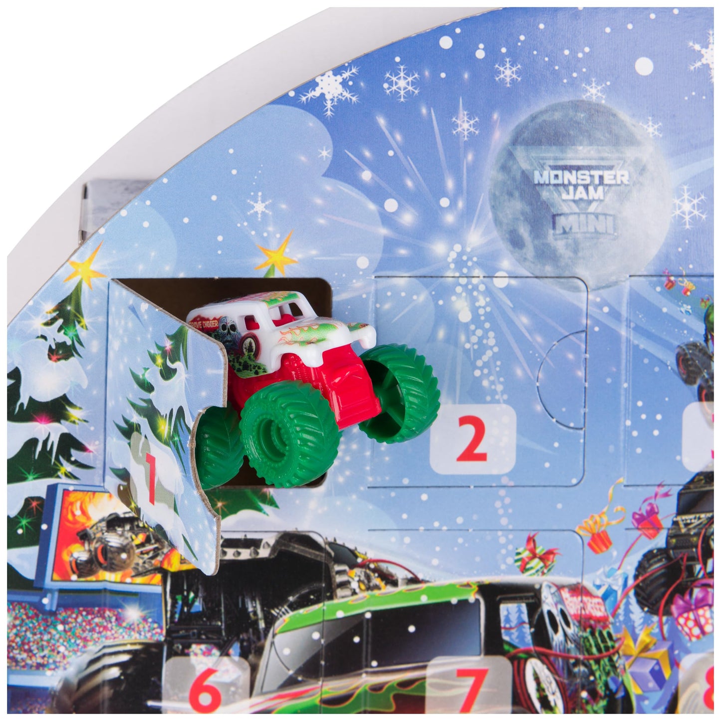 Monster Jam Mini Holiday Advent Calendar, 24 Days of Mini Monster Trucks and Accessories, 1:87 Scale, Kids Toys for Boys and Girls Ages 3 and up - Medaid International