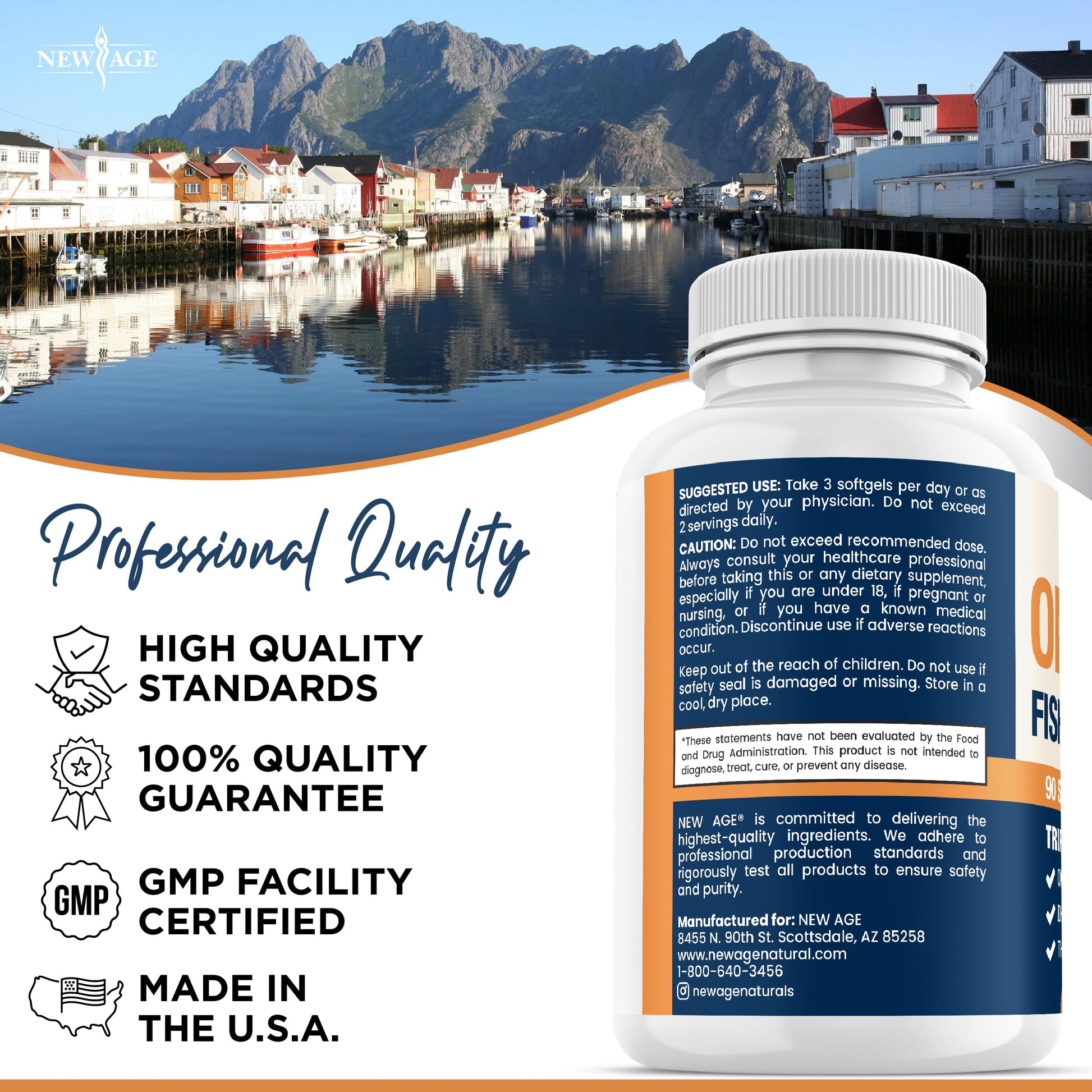 Triple Strength Omega 3 Fish Oil 3750 mg - EPA & DHA - Over 3000mg Omega-3 Fatty Acids - 1350mg EPA + 900mg DHA - Best Essential Fatty Acids, Burpless Fish Oil - 180 Count - Medaid International