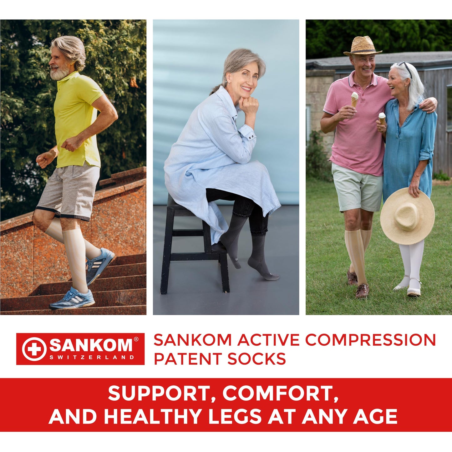 SANKOM Compression Socks for Women - Swiss Designed Patented 4-Step Active Graduated Compression Socks for Travel and Flight - Suitable Socks for Pregnant Women & Nurses - Best for Everyday Wear (Black, S/M) - Medaid International