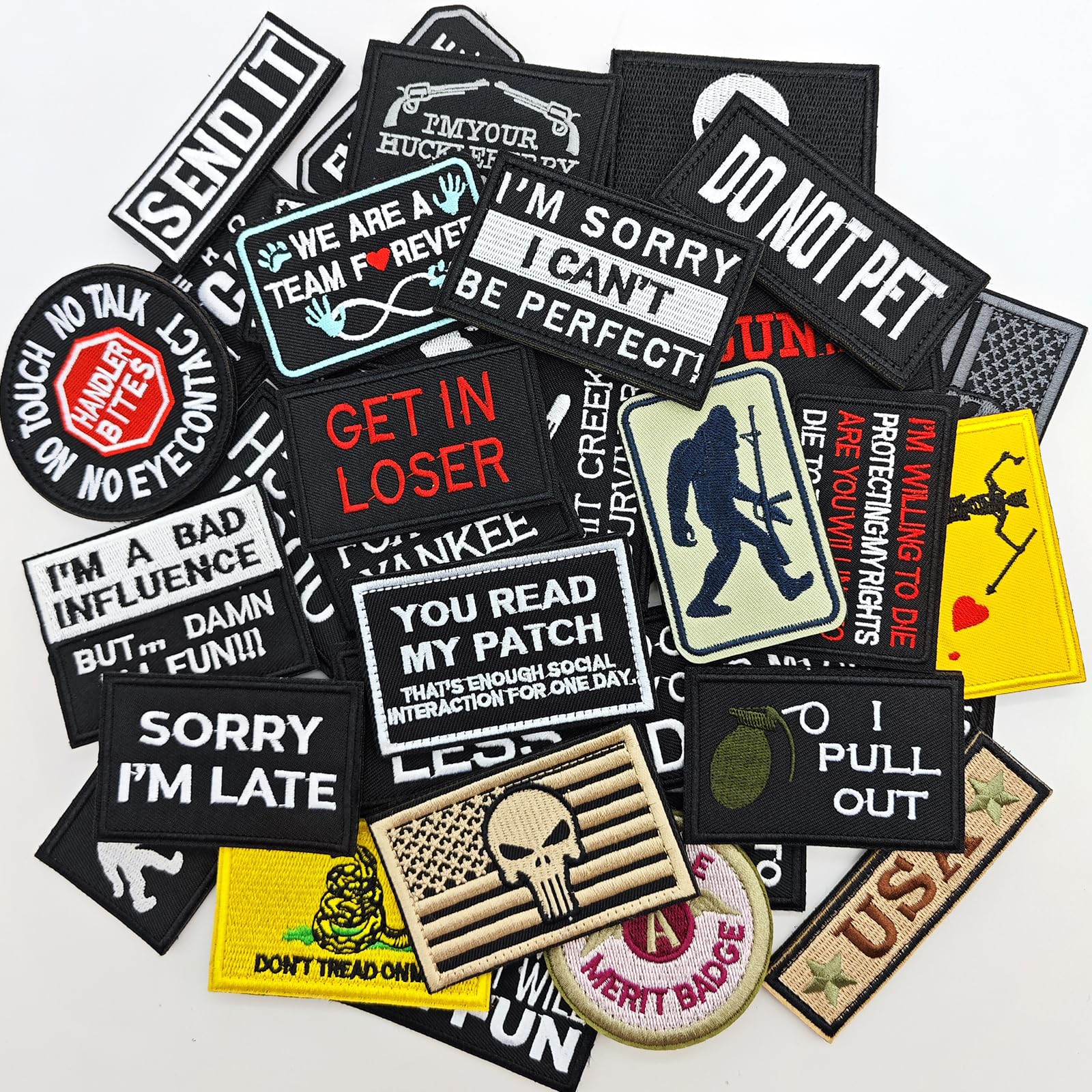 Gleihow 12 Pieces Random Funny Tactical Morale Patch Full Embroidery Military Loop and Hook Patches for Caps Backpacks Vest Harness Military Uniforms - Medaid International
