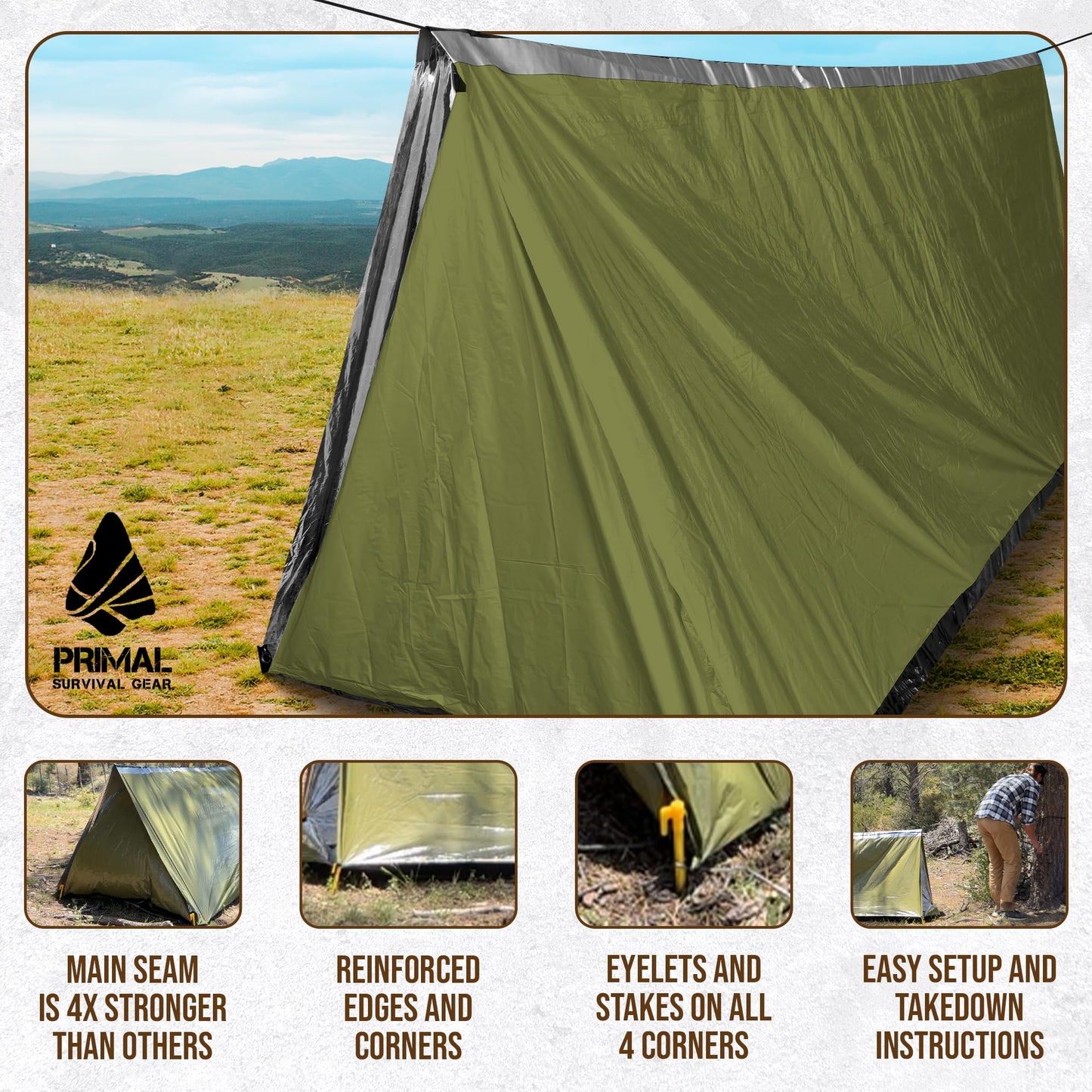 Survival Gear Shelter for Bug Out Bag - Storm Tent with Doors - Tornado Shelter - Small Emergency Bivy for Camping - Tactical Tent for Emergency Bugout Survival Kit