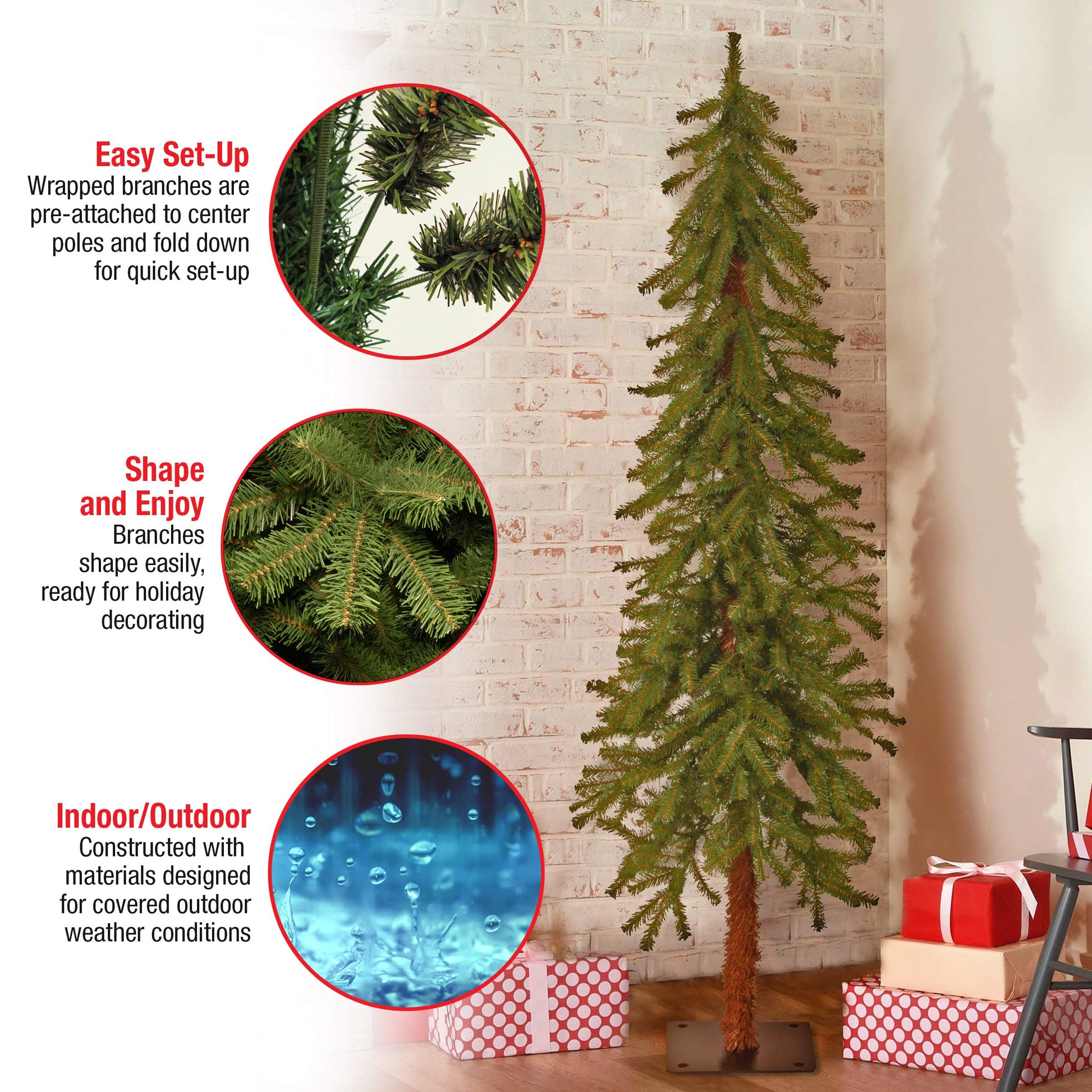 National Tree Company 5 ft Unlit Hickory Cedar Artificial Christmas Tree, 371 Tips, Metal Plate Base, Green - Medaid International