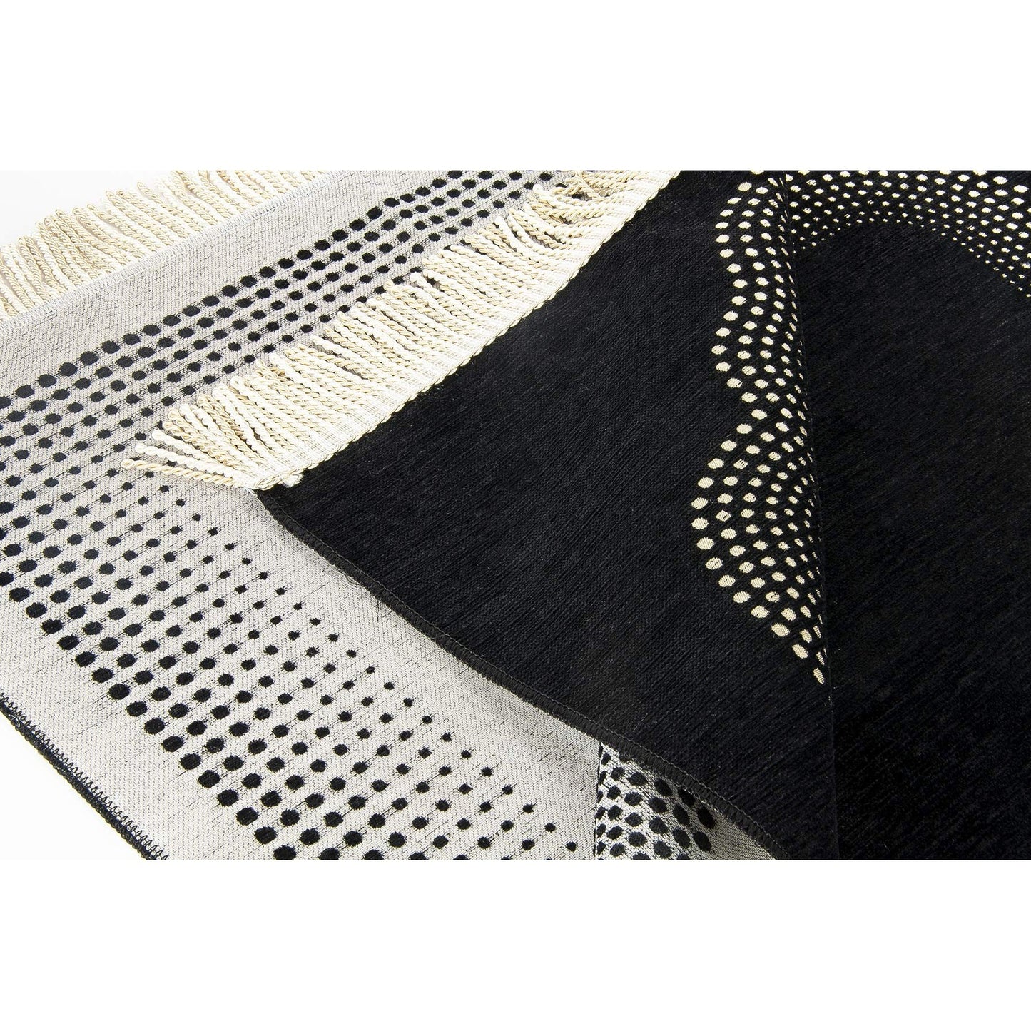 Muslim Prayer Rug with Prayer Beads | Janamaz | Sajadah | Soft Islamic Prayer Rug with Mihrab Design | Islamic Gifts | Prayer Carpet Mat, Chenille Fabric, Black - Medaid International