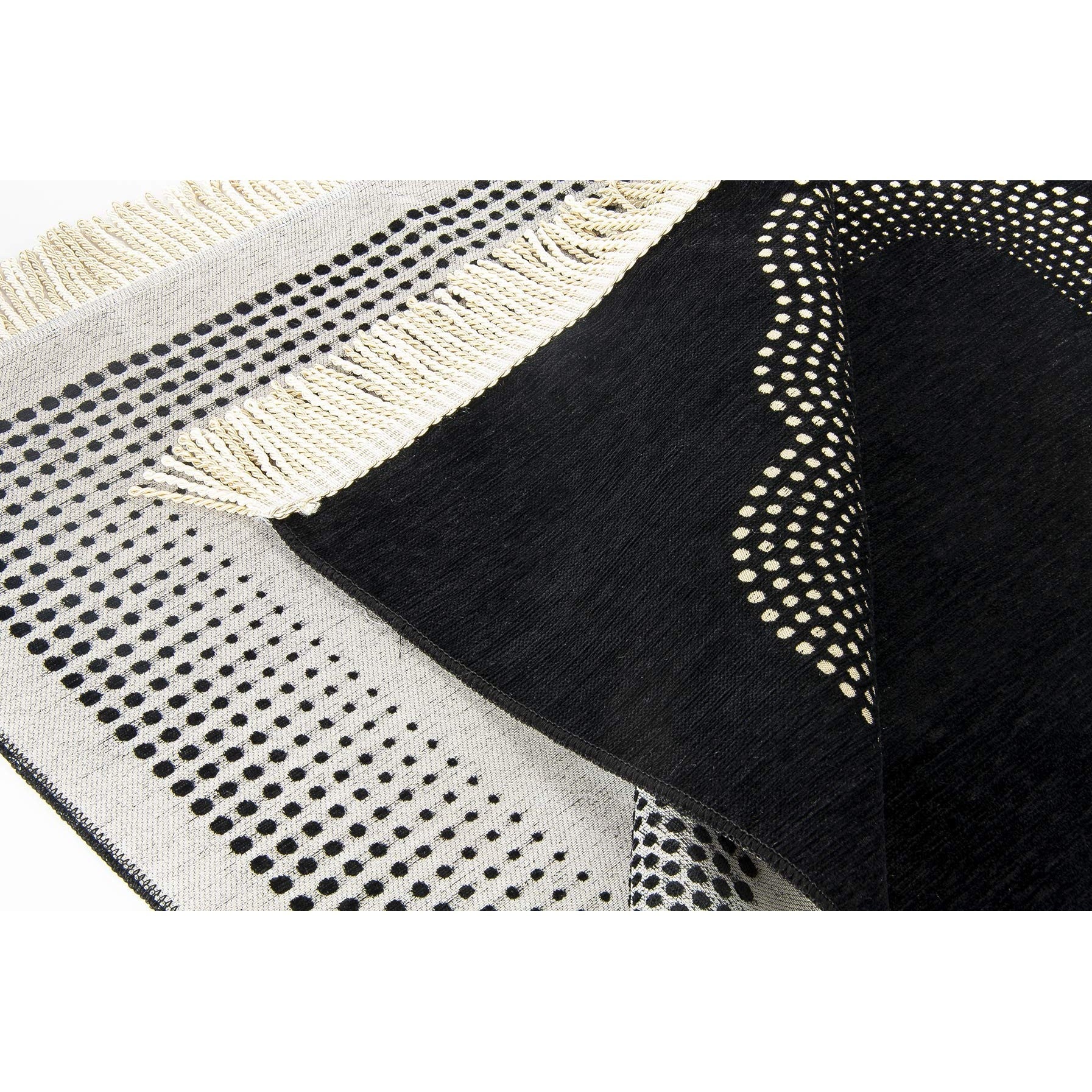 Muslim Prayer Rug with Prayer Beads | Janamaz | Sajadah | Soft Islamic Prayer Rug with Mihrab Design | Islamic Gifts | Prayer Carpet Mat, Chenille Fabric, Black - Medaid International