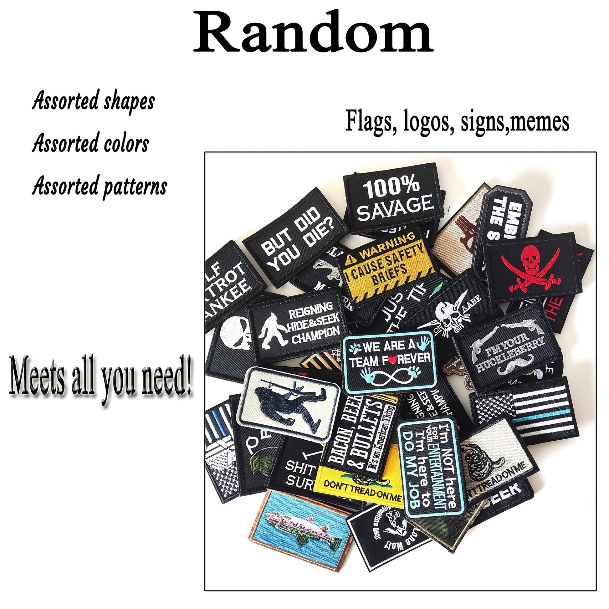 Harsgs 20 Pieces Random Tactical Morale Patch Bundle, Full Embroidery Loop and Hook Patches Set for Caps, Bags, Backpacks, Vest, Military Uniforms,Tactical Gears Etc - Medaid International